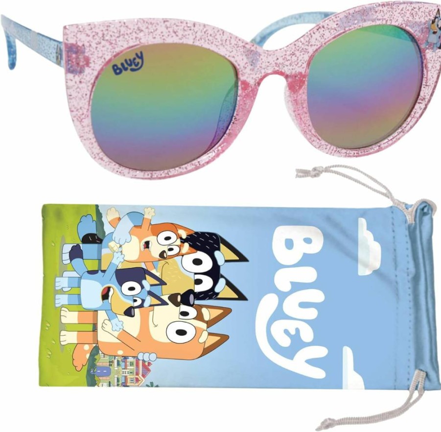 Sun-Staches Bluey Kids Sunglasses for Toddlers - UV Protection Cat Eye Frame with Soft Case for Boys & Girls