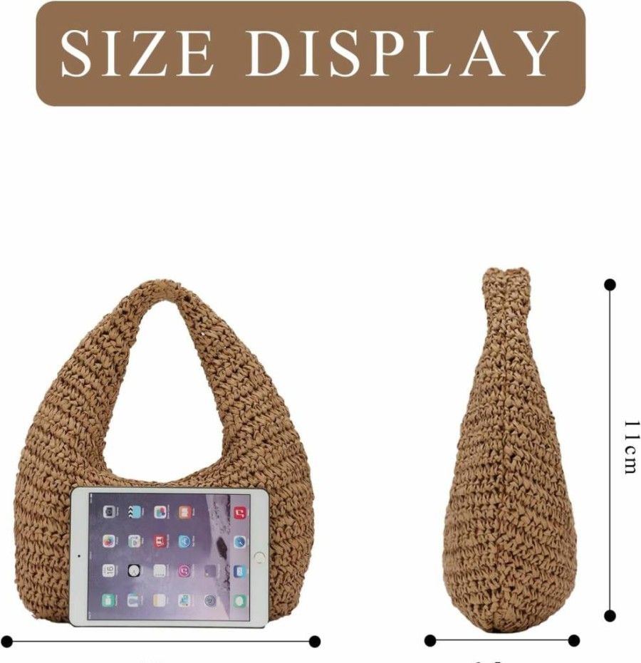 GOKTOW Women's Crescent Straw Handbag - Summer 2025 Raffia Beach Tote Purse, Boho Hobo Bag for Women